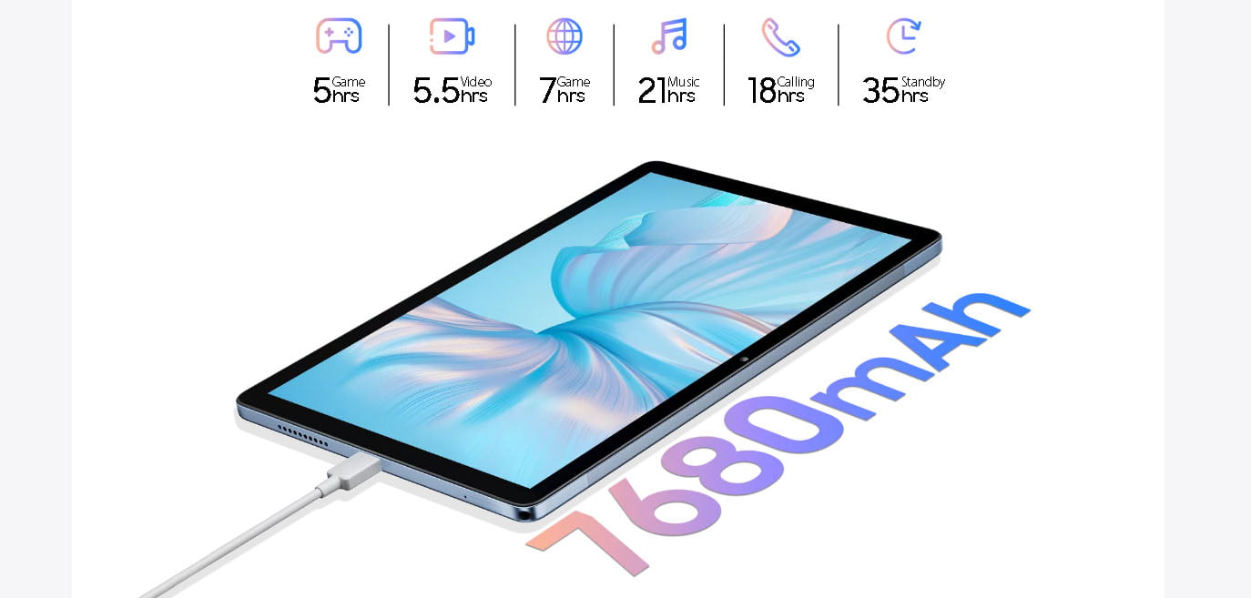Blackview Tab 80 (4G LTE / 10.1″ HD+ IPS / 4GB RAM / 64GB Storage / Octa-Core / Android 13 / Misty Blue) [ Tab 80 ]