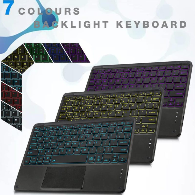 Wireless Backlit Bluetooth Keyboard with Touchpad for IPad, Android Tablets and Windows
