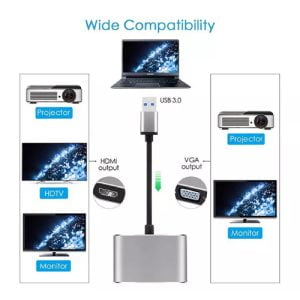 USB 3.0 to HDMI / VGA adapter- Full HD 1080P support - plug and play - Image 2