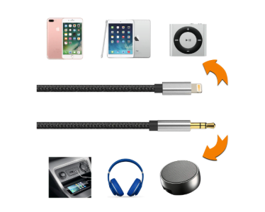 Lightning Male to 3.50mm AUX Male Cable 1m