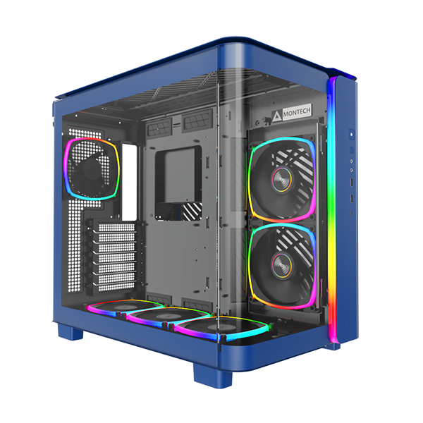 Montech dual chamber Mid-Tower gaming Case - blue color - KING 95 PRO blue
