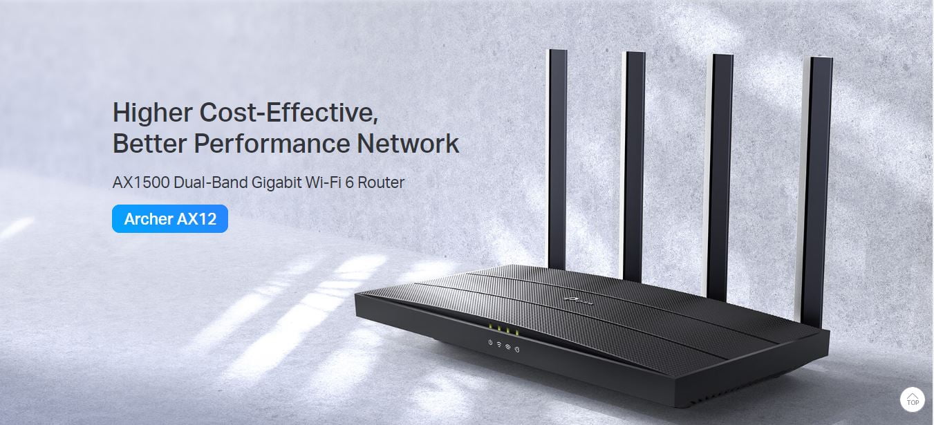 TP-link AX1500 Wi-Fi 6 router up to 1201Mbps 5GHz - Archer AX12