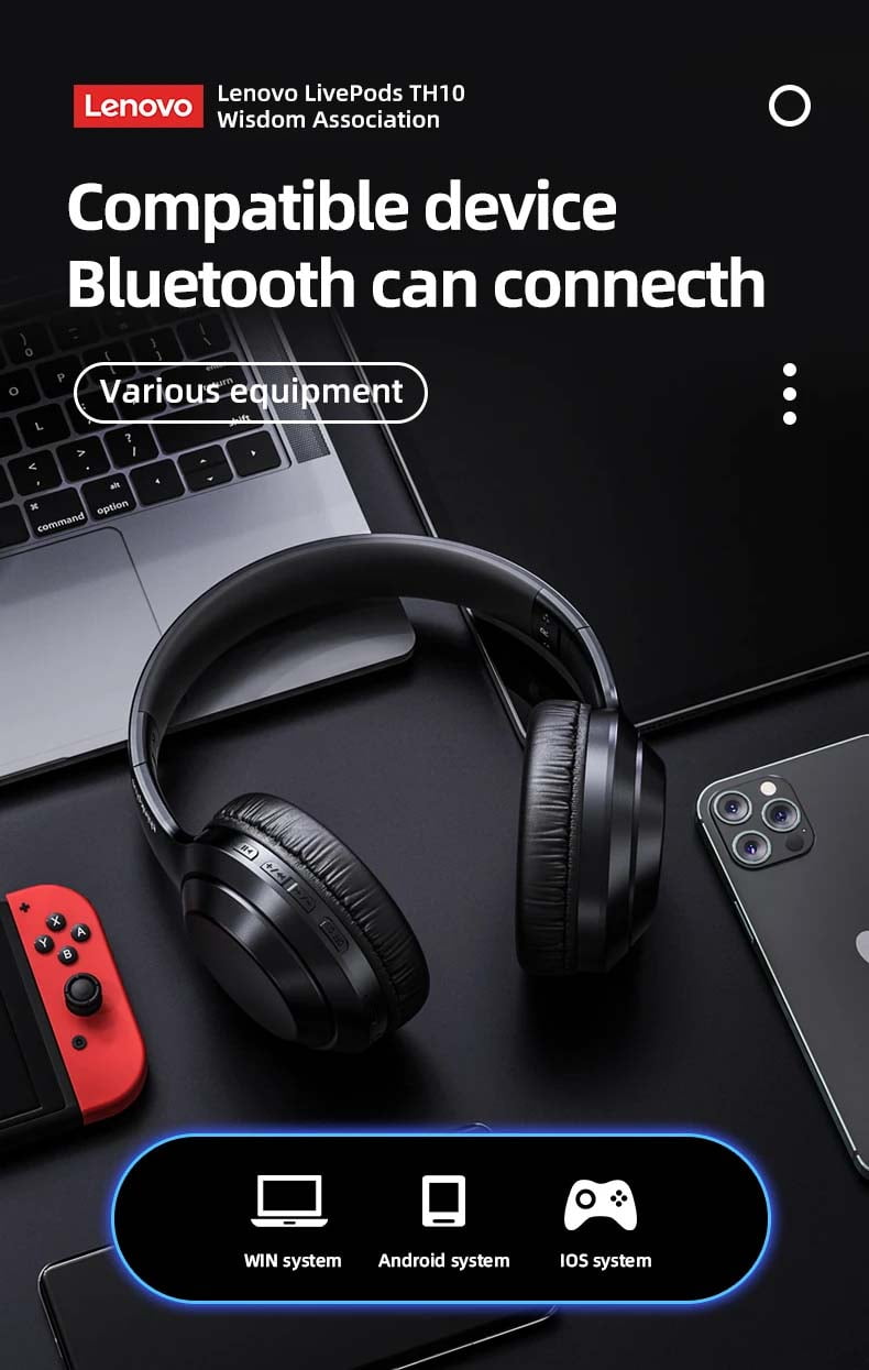 Lenovo Thinkplus Headphones TH10 Bluetooth Headset Black