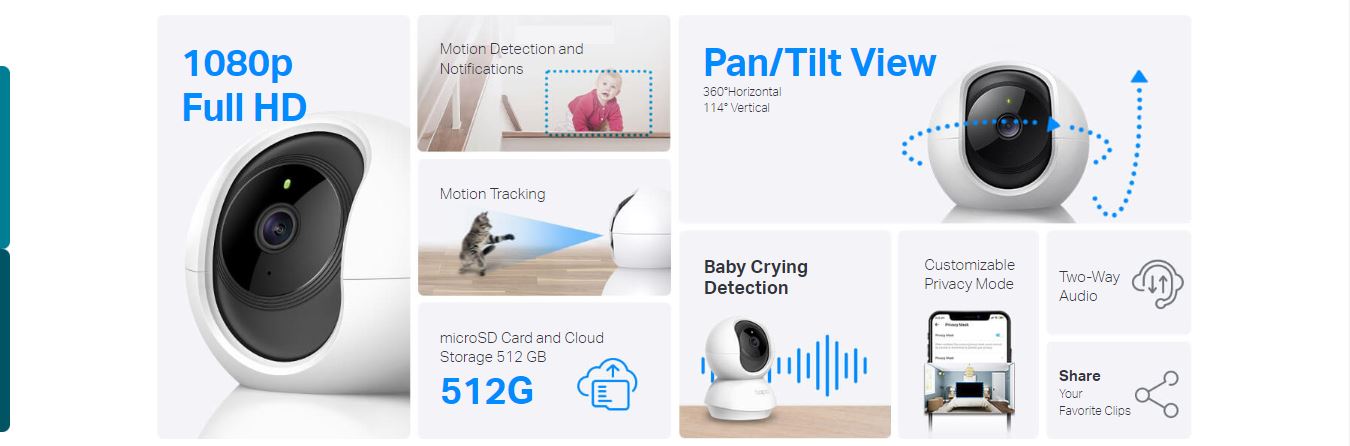 tp link Tapo TC70 Pan/Tilt Home Security Wi-Fi Camera - Full HD - two way audio
