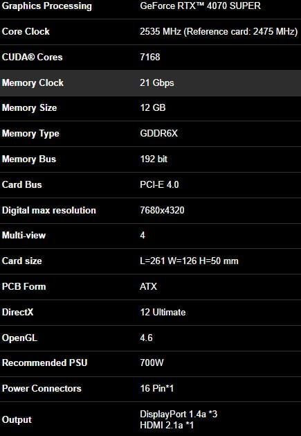 Gigabyte RTX 4070 SUPER EAGLE OC 12G graphic card - GV-N407SEAGLE OC-12GD - Integrated with 12GB GDDR6X 192bit memory interface - Protection metal back plate