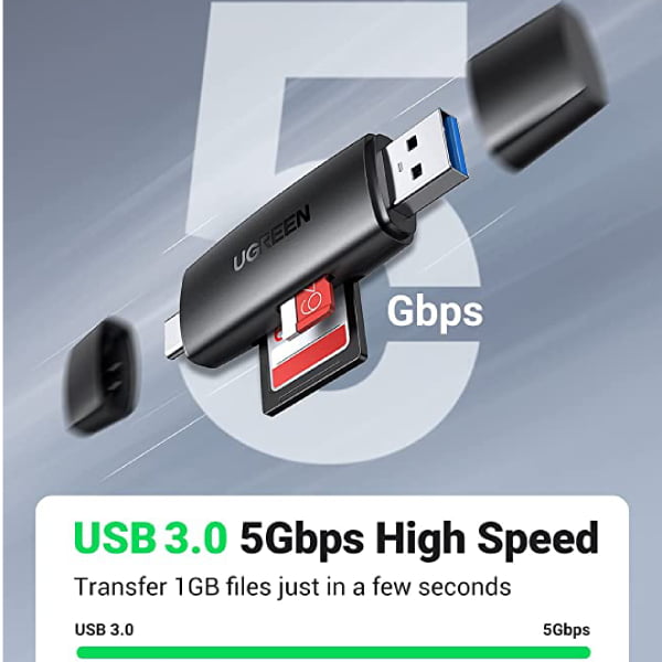 UGreen USB-C and USB-A 3.0 TF/SD Card Reader - 80191-CM304