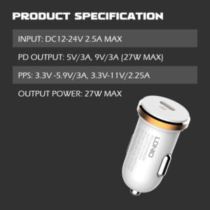 LDNIO 27W USB-C Fast Car charger  C22Q 