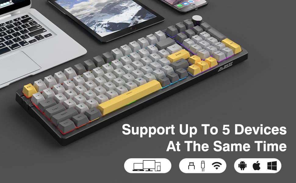 Ajazz AK992 Star Night Grey RGB Mechanical Keyboard (Brown Switch / Bluetooth / Wireless / USB-C Wired) [ AK992 ]