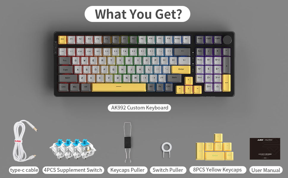 Ajazz AK992 Star Night Grey RGB Mechanical Keyboard (Brown Switch / Bluetooth / Wireless / USB-C Wired) [ AK992 ]