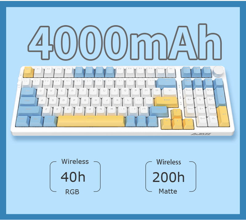 Ajazz AK992 Summer Blue RGB Mechanical Keyboard (Red Switch / Bluetooth / Wireless / USB-C Wired) [ AK992 ]