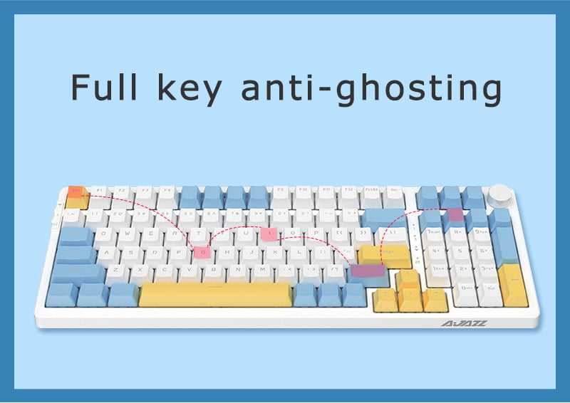Ajazz AK992 Summer Blue RGB Mechanical Keyboard (Red Switch / Bluetooth / Wireless / USB-C Wired) [ AK992 ]