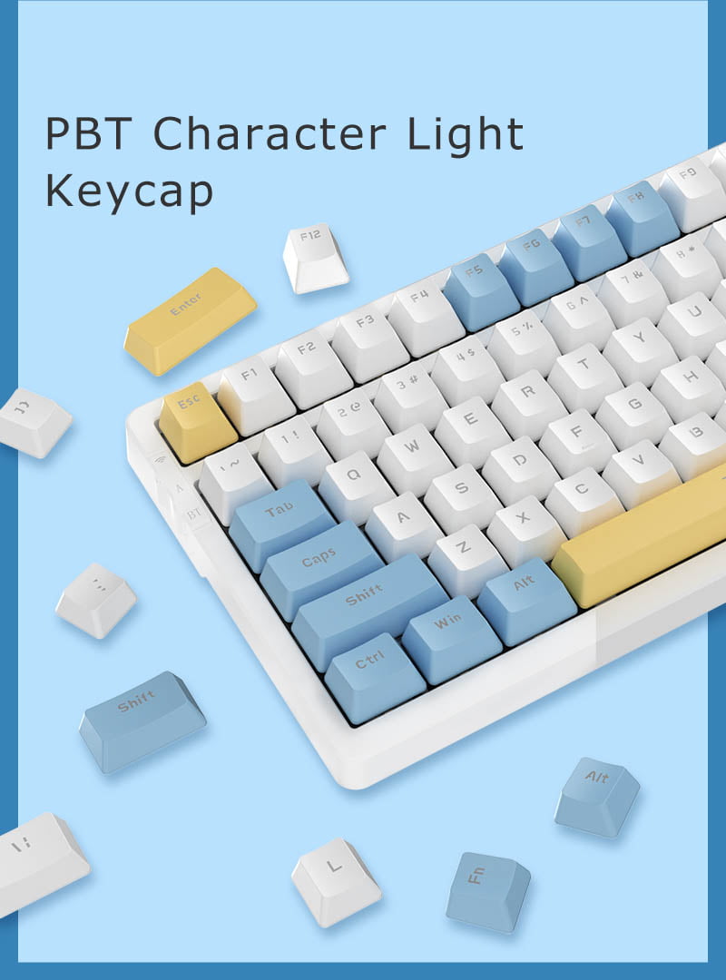 Ajazz AK992 Summer Blue RGB Mechanical Keyboard (Red Switch / Bluetooth / Wireless / USB-C Wired) [ AK992 ]