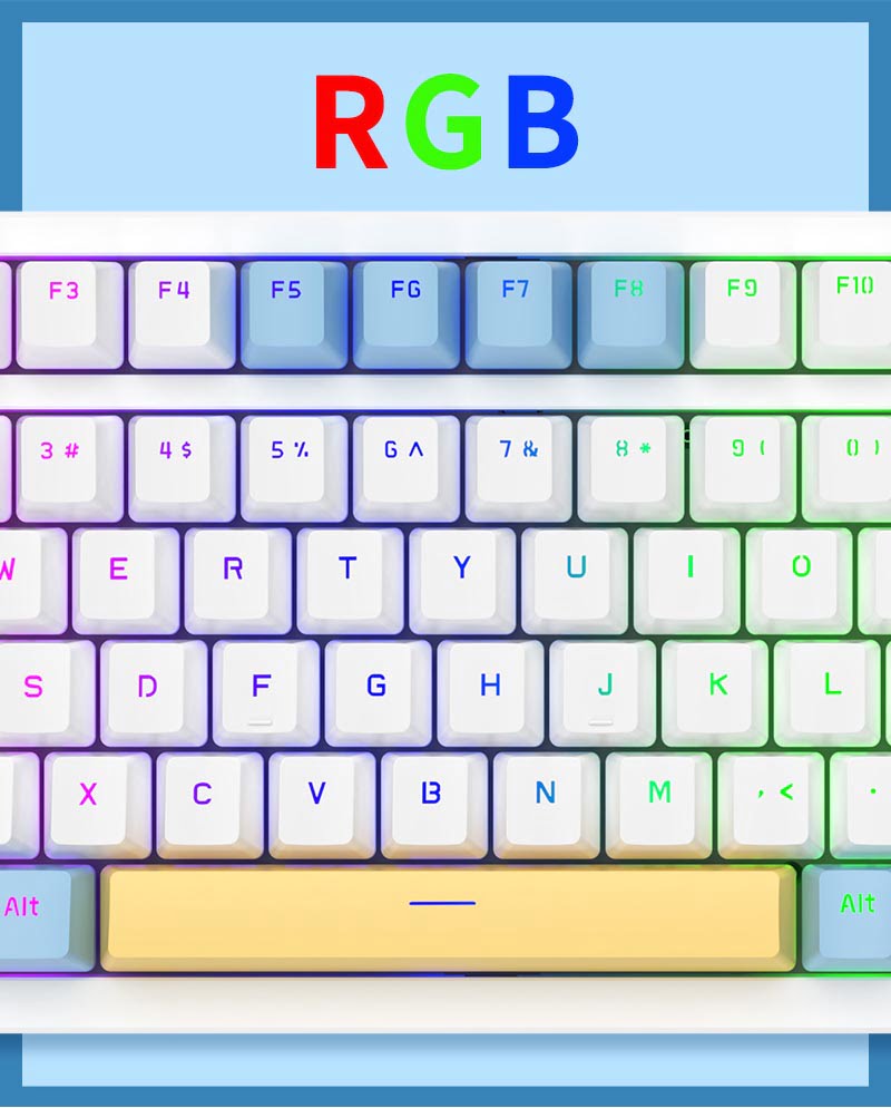 Ajazz AK992 Summer Blue RGB Mechanical Keyboard (Red Switch / Bluetooth / Wireless / USB-C Wired) [ AK992 ]