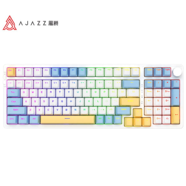 Ajazz AK992 Summer Blue RGB Mechanical Keyboard (Red Switch / Bluetooth / Wireless / USB-C Wired) [ AK992 ]