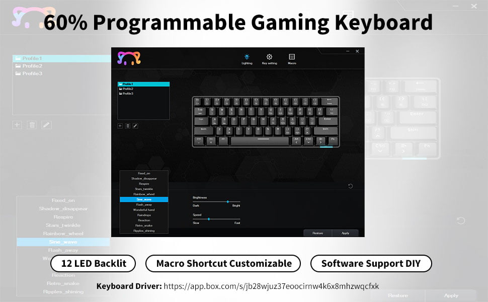 Ajazz STK61 60% Mechanical Keyboard (Black / Brown Switch / Wireless / Bluetooth / Wired) [ STK61 ]