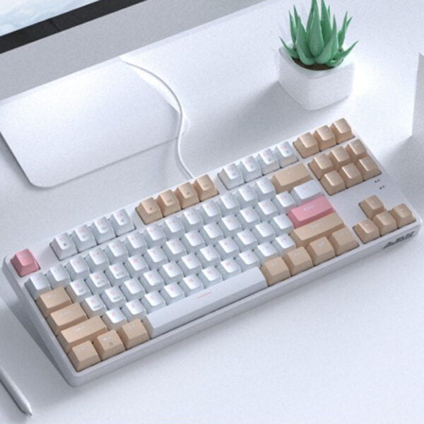 Ajazz AK871 Wireless Hot Swap Mechanical Keyboard - white color - blue switch