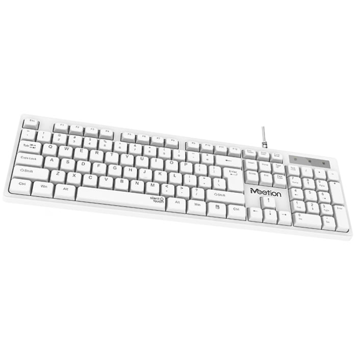 meetion USB STANDARD WIRED KEYBOARD WHITE - Silent touch - K300
