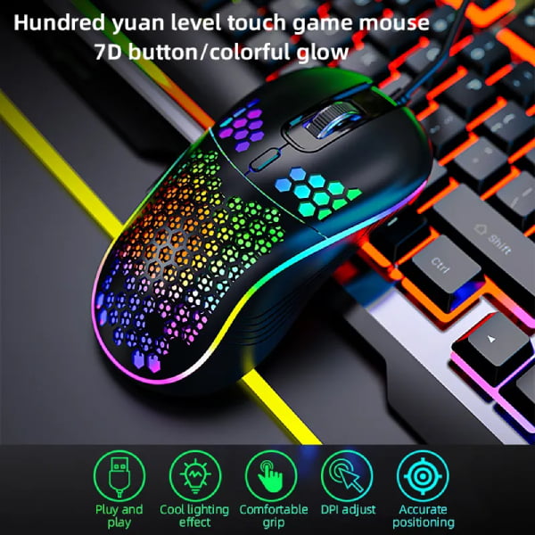 wired Mechanical keyboard and wired gaming mouse kit - red switch - RGB lights - cx21 G40U