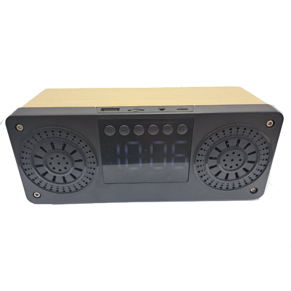 Portable speaker alarm clock V-C217 - wooden color - TF/USB/FM Radio modes