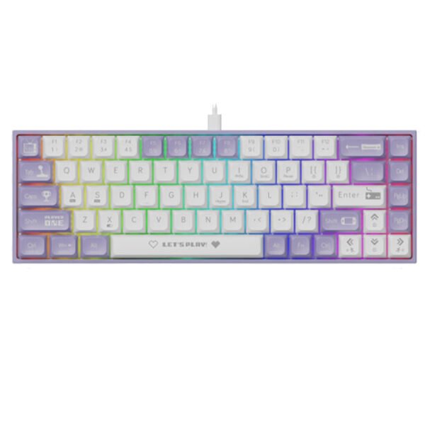 Ajazz AK680 wired Mechanical Keyboard - purple color - blue switch