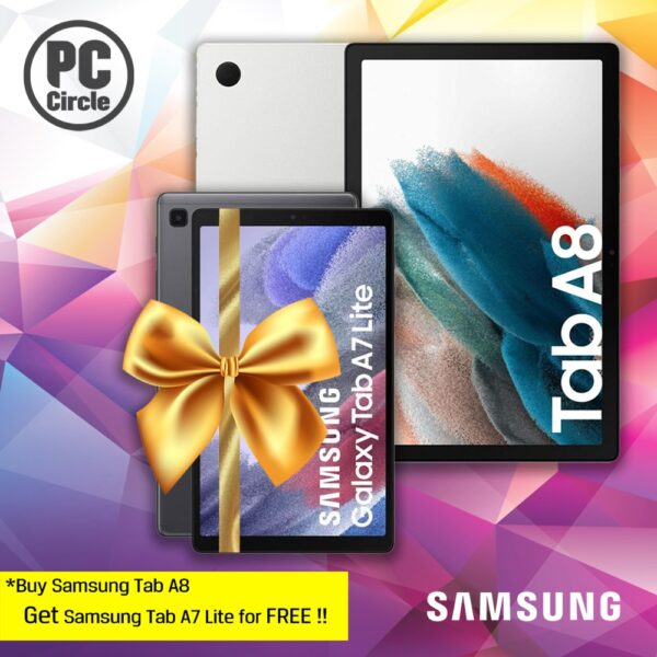 Samsung Galaxy Tab A8 " Octa Core, 64GB Storage, 4GB RAM,LTE 4G, Silver" SM-X205 Gift Samsung Galaxy A7 Lite Gray SM-T220