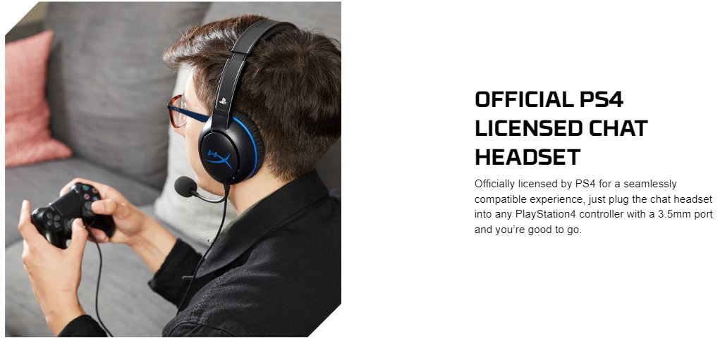 Hyper x Cloud Chat Headset for PS4 – One Ear Cup, Reversible Design - 4P5J3AA - US model NO warranty