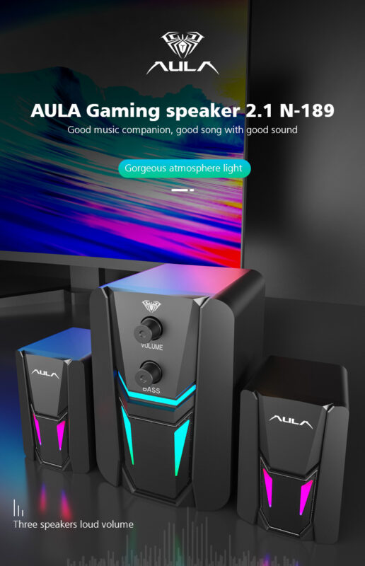 AULA N-189 2.1 Wired Desktop Speakers - 5W+3W*2 output 