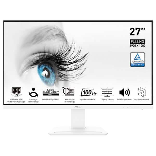 MSI Pro MP273AW Monitor 27 inch IPS, 100Hz Refresh Rate, 1ms, FHD. With HDMI , DisplayPort , VGA White