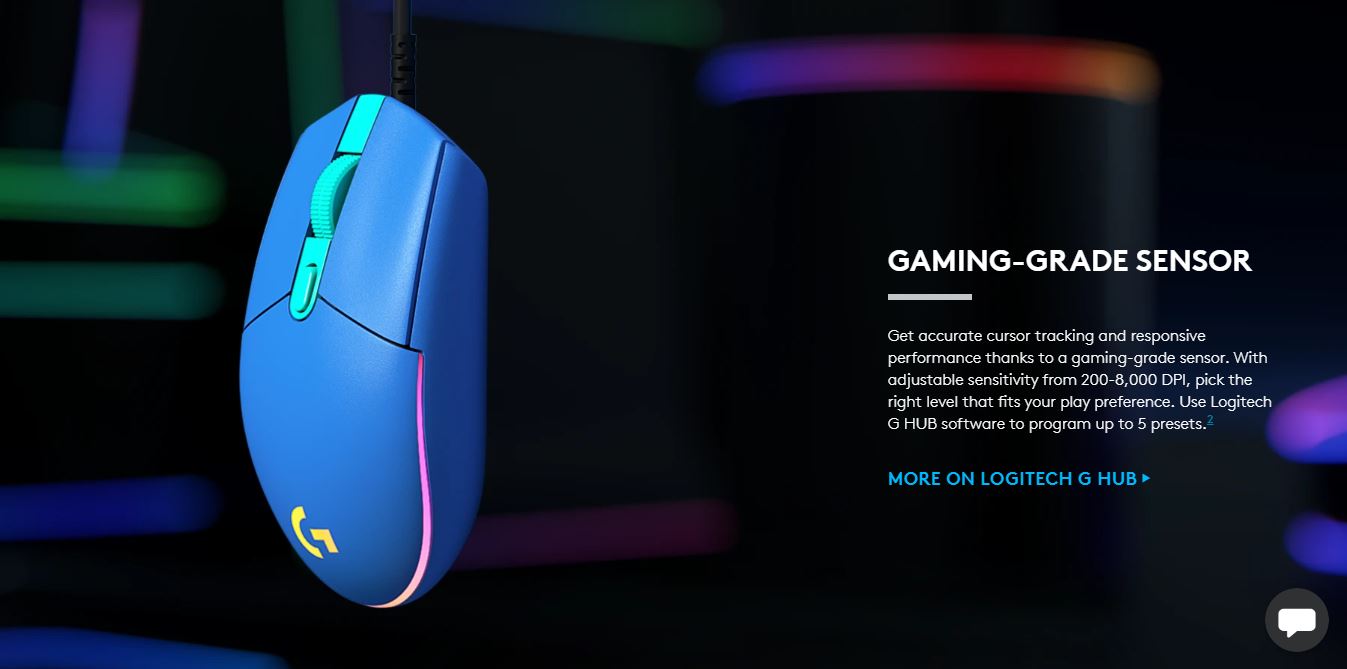 Logitech G203 Light sync Gaming Mouse - white color - 910-005791
