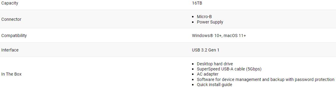 Western Digital My Book external hard drive ( HDD ) - 16TB - USB 3.2 Gen 1 Interface - WDBBGB0160HBK-EESN