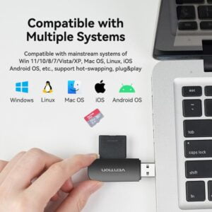 vention 2-in-1 USB 3.0 A Card Reader(SD+TF) Black Single Drive Letter - CLFB0 - Image 4