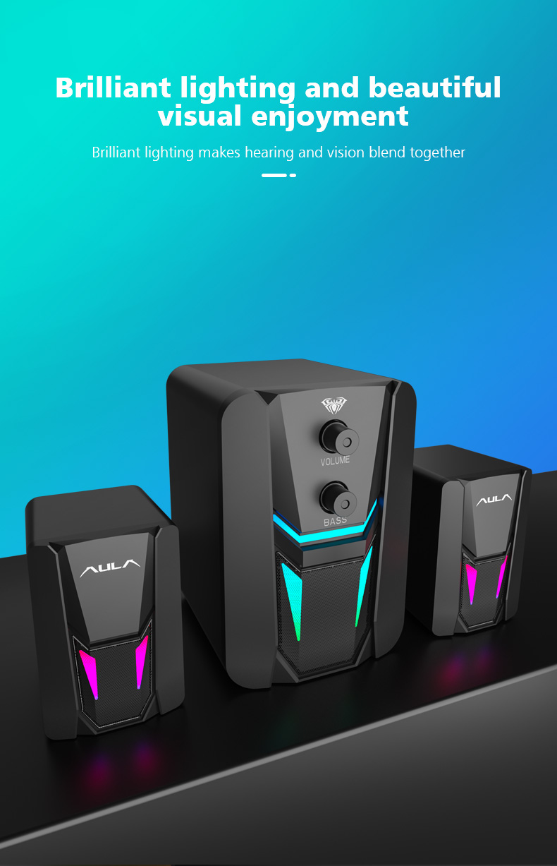 AULA N-189 2.1 Wired Desktop Speakers - 5W+3W*2 output 
