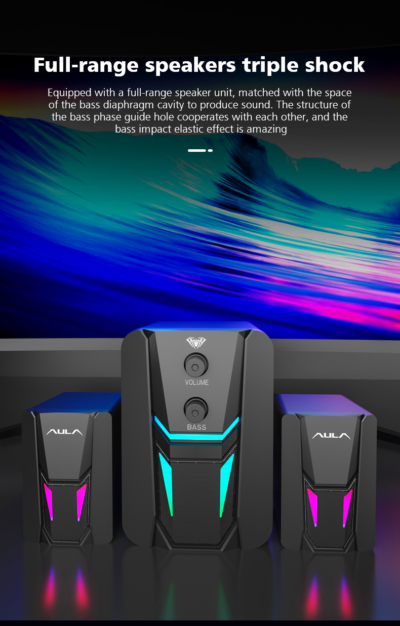 AULA N-189 2.1 Wired Desktop Speakers - 5W+3W*2 output 