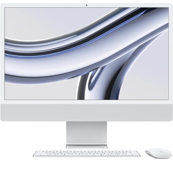 Apple iMac All In One PC " Apple M3 8-Core with GPU 8-Core, 8GB RAM, 256GB SSD Storage, 23.5" (4480x2520) 4.5K IPS Retina Display, MacOS " Silver Color MQR93LL/A
