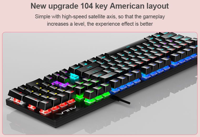 AULA S2022 Black Mechanical Gaming Keyboard - Blue Switch