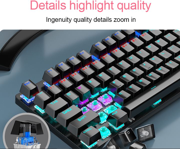 AULA S2022 Black Mechanical Gaming Keyboard - Blue Switch