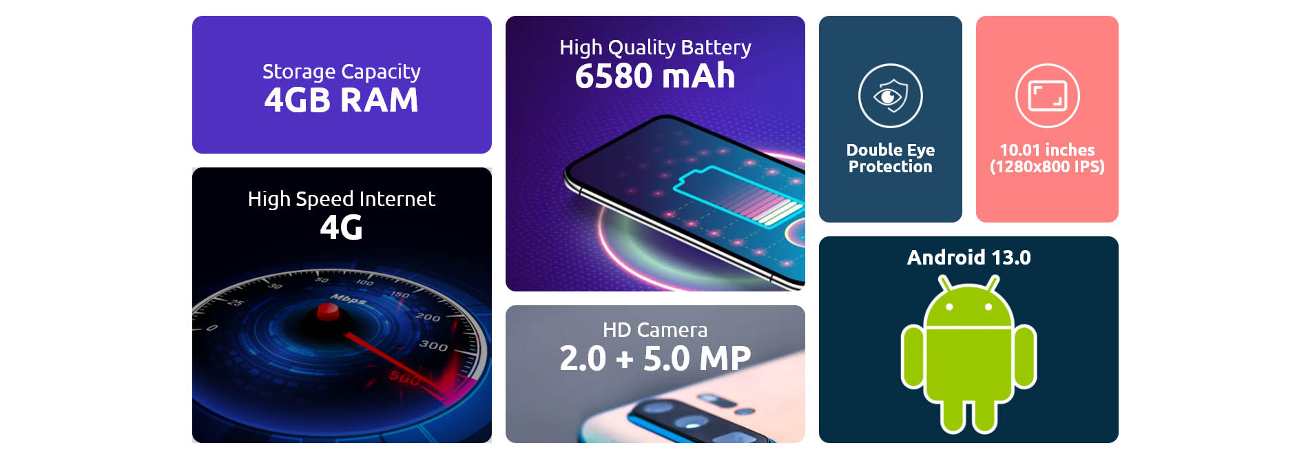 G-TAB Tablet T10 (10.01" (1280 x 800 IPS) / 4GB RAM / 64GB Storage / 4G / Gray / Android 13) [ T10 ]