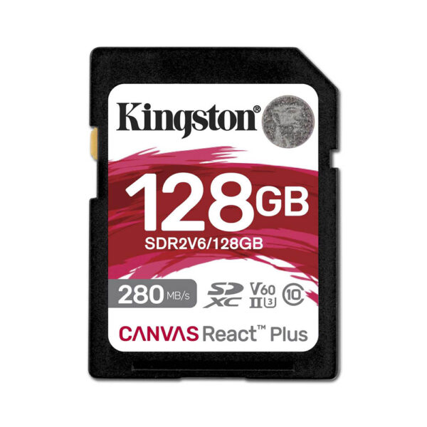 Kingston 128GB Canvas React Plus V60 SD Memory Card for 4K professional UHS-II cameras [ SDR2V6/128GB ]