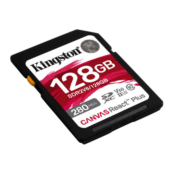 Kingston 128GB Canvas React Plus V60 SD Memory Card for 4K professional UHS-II cameras [ SDR2V6/128GB ]