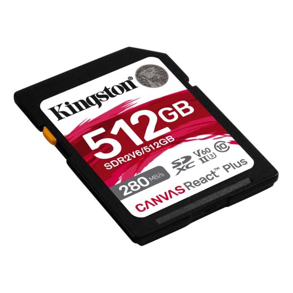 Kingston 512GB Canvas React Plus V60 SD Memory Card for 4K professional UHS-II cameras [ SDR2V6/512GB ]