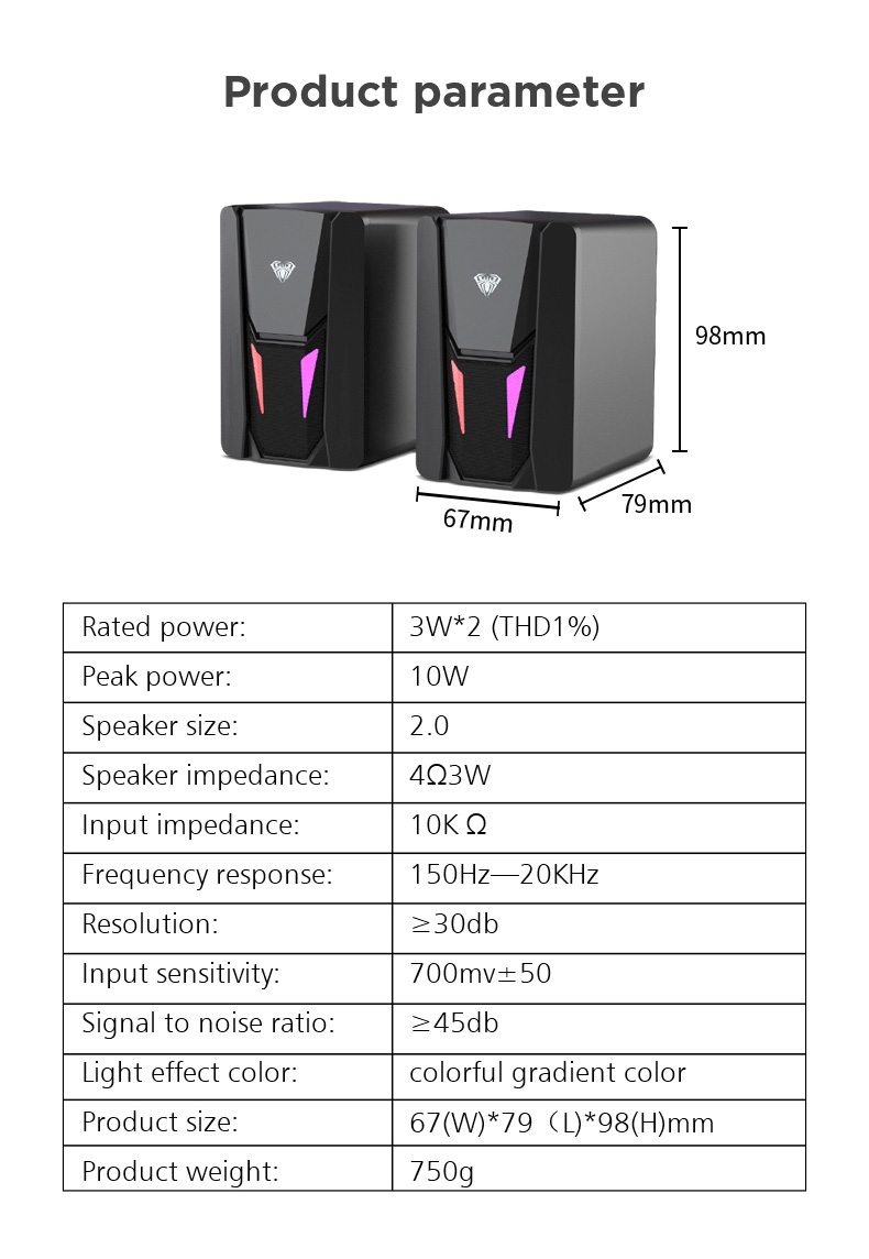 AULA N-108 Wired Desktop Speakers 