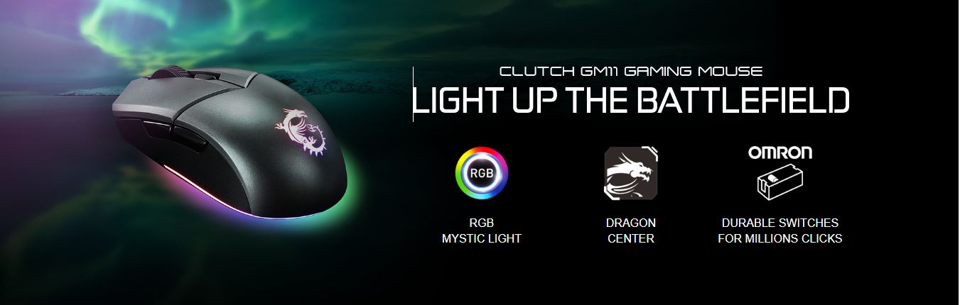 MSI CLUTCH GM11 gaming mouse - black- RGB Mystic Light 