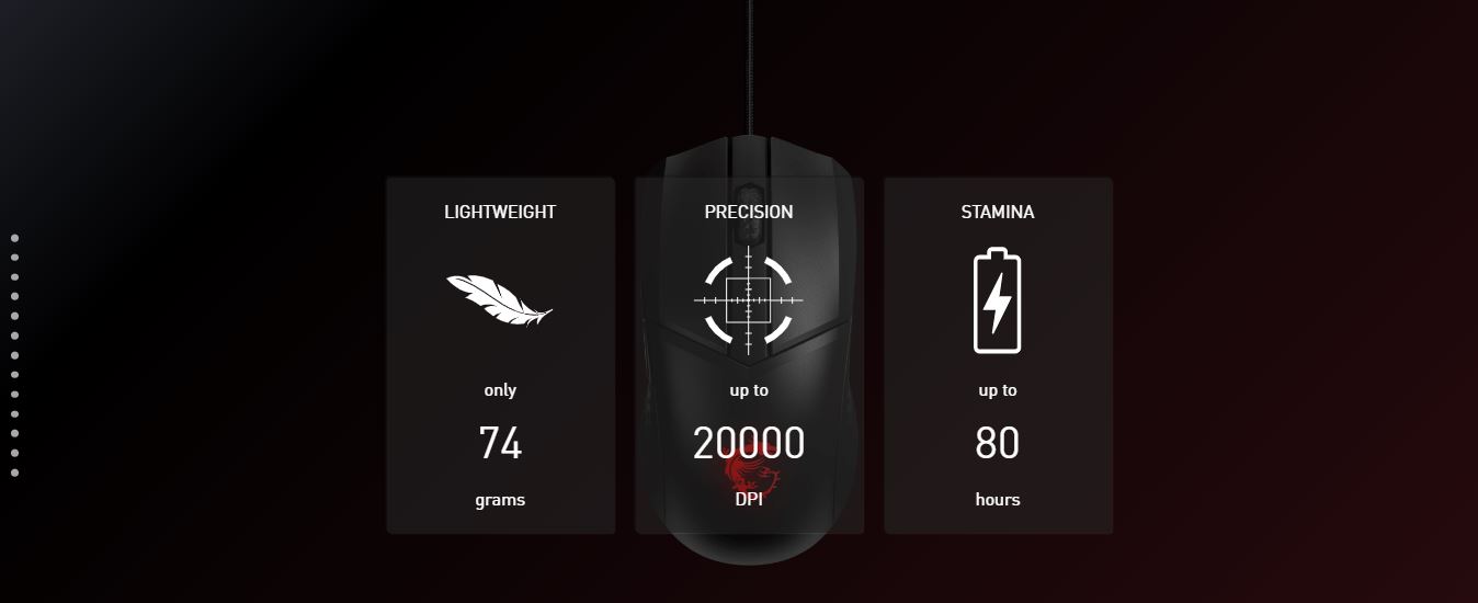 MSI CLUTCH GM41 LIGHTWEIGHT WIRELESS gaming mouse - Up to 80 hours play time