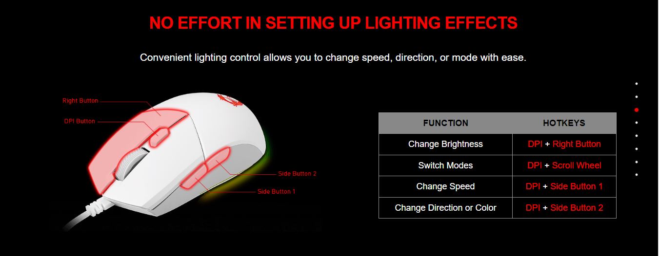 MSI CLUTCH GM11 gaming mouse - white - RGB Mystic Light