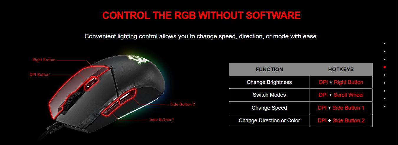 MSI CLUTCH GM11 gaming mouse - black- RGB Mystic Light 