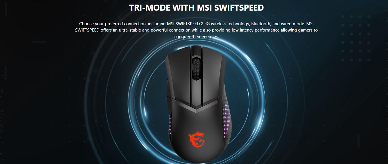 MSI CLUTCH GM51 LIGHTWEIGHT wireless gaming mouse - up to 6400 DPI 