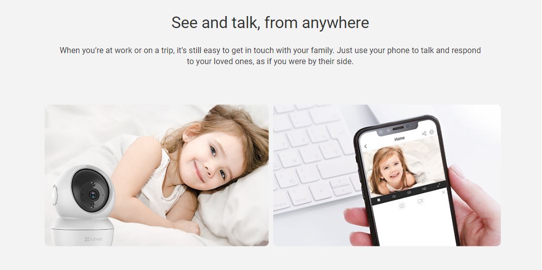 EZVIZ H6c 2K⁺ pan and tilt smart home camera - 4MP (2560×1440) - Supports microSD card (Up to 256 GB)