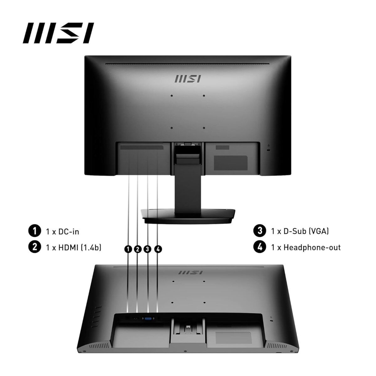 MSI Pro MP223 22" FullHD Monitor - 100 Hz, Eye-Friendly - Hdmi 1.4B, D-Sub ( VGA )
