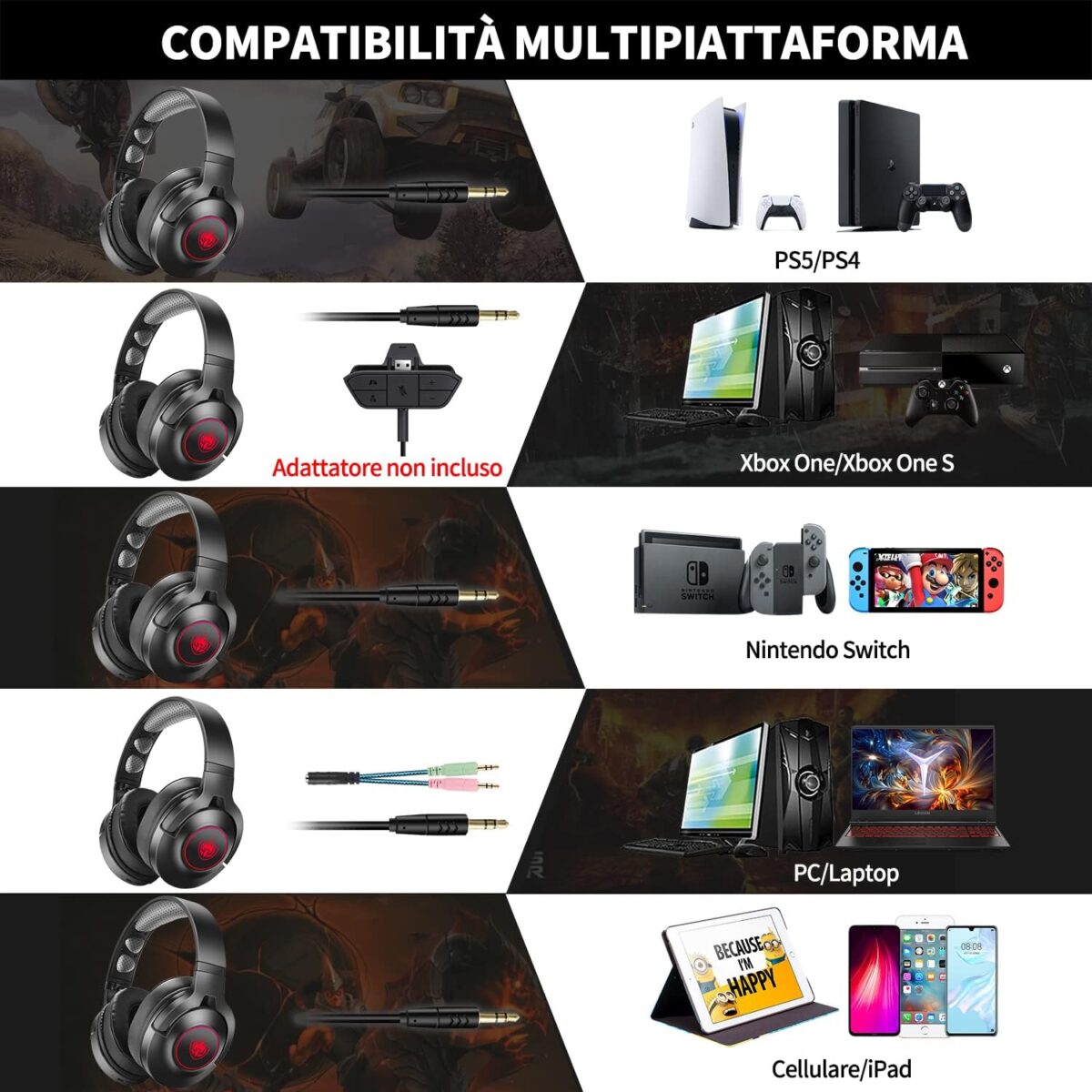 PHOINIKAS Q9 Gaming Bluetooth / Wired Headset Over Ear 600mA battery
