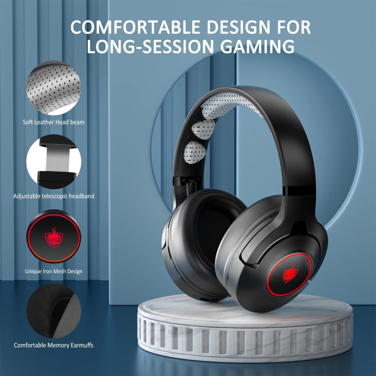 PHOINIKAS Q9 Gaming Bluetooth / Wired Headset Over Ear 600mA battery